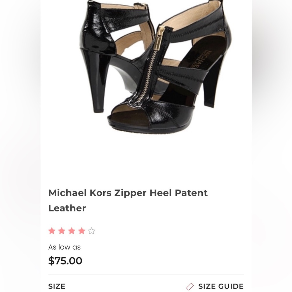 Black Leather Zipper Heels